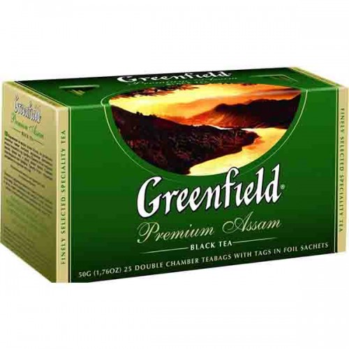ЧАЙ GREENFIELD Черный  "Premium Assam" в пакетиках, 25х2 гр