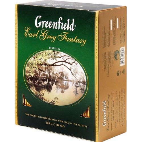 ЧАЙ GREENFIELD Эрл Грей черный чай с бергамотом в пакетиках (100х2г)