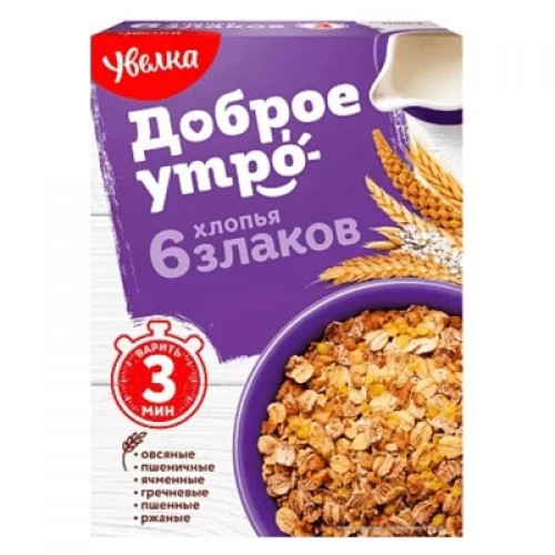 Хлопья 6 злаков Доброе утро "Увелка" 350 гр