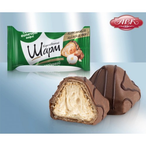 Конфеты Королевский шарм, с кремовой начинкой, со вкусом лесного ореха 300г