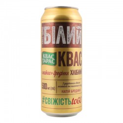 Белый хлебный квас "Квас Тарас", 0,5л ж/б