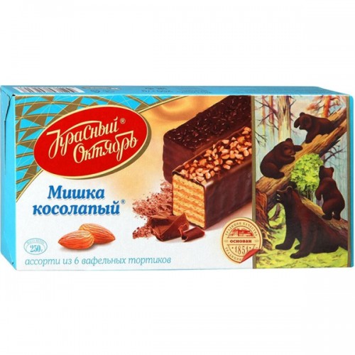 Торт вафельный "Мишка Косолапый" с тертыми и обжаренными орехами, 220г