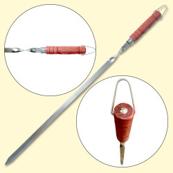 Шампур из нержавеющей стали с деревянной ручкой, 80 x 1,5 x 0,3 см