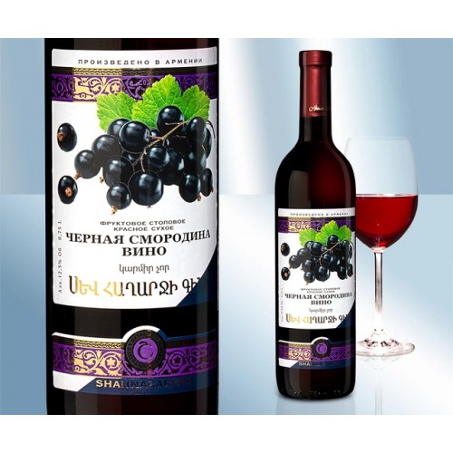 Вино черная смородина, сухое, 12,5%, 750мл