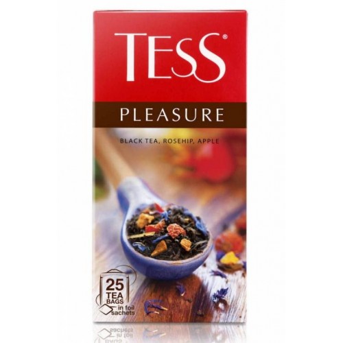 Чай Тесс Чёрный с ароматом яблока и шиповника "TESS Pleasure", 25X1.5 гр